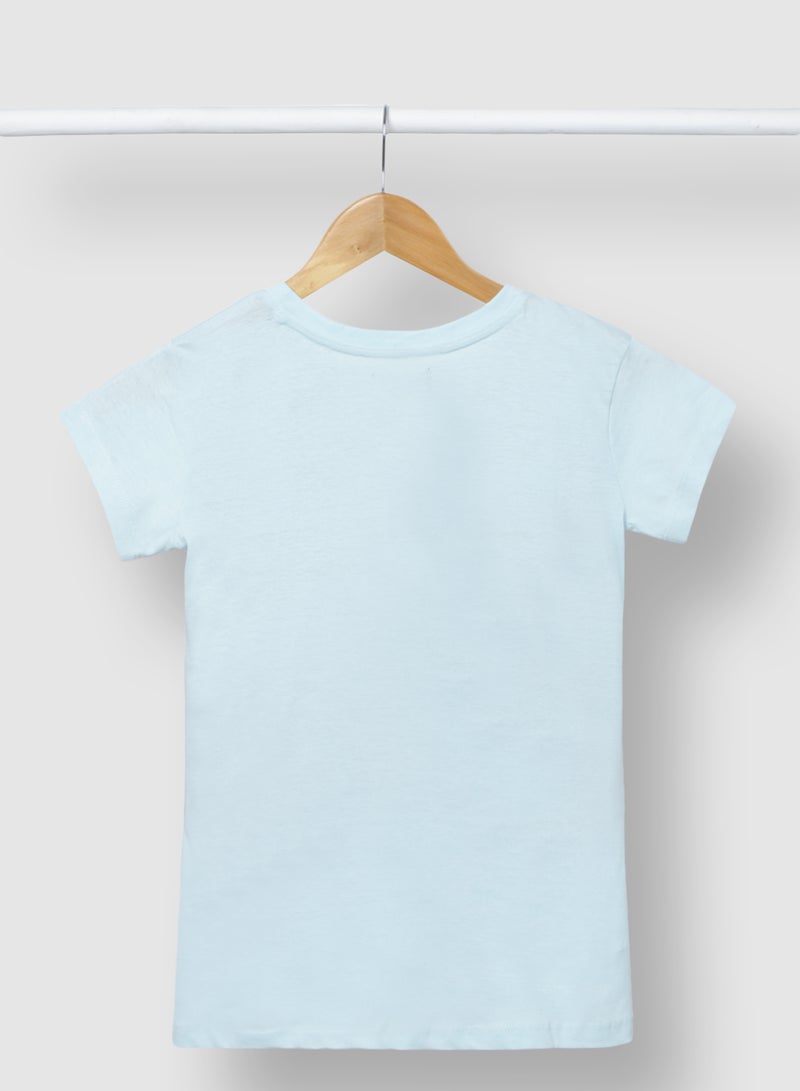 RAHA Girls Comfortable Fashionable Stylish T-Shirt Light Blue  - Image 2