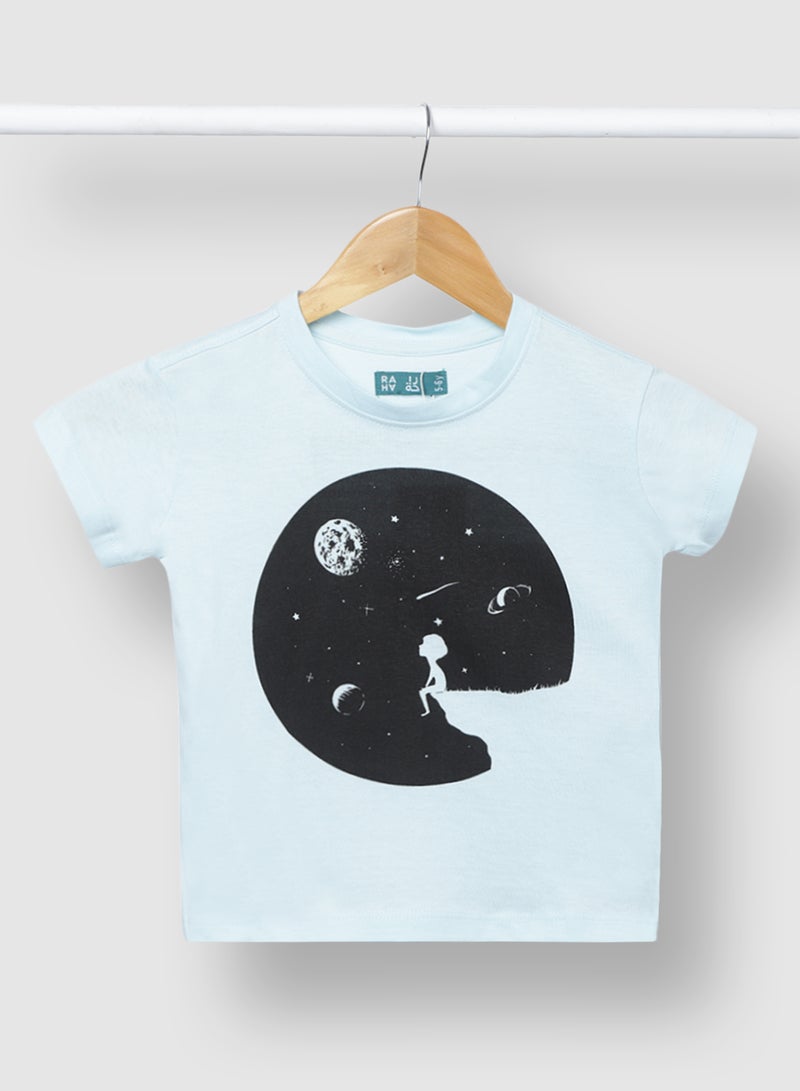 RAHA Girls Comfortable Beautiful Stylish T-Shirt Light Blue  - Image 1