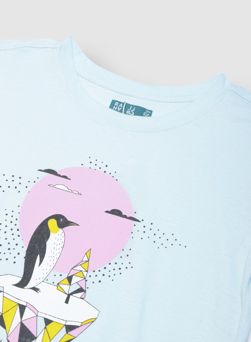 RAHA Girls Beautiful Comfortable Stylish T-Shirt Light Blue  - Image 3