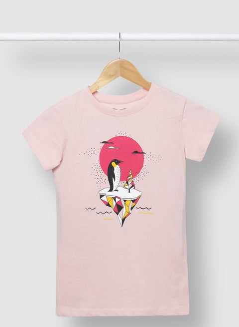 Girls Smart Comfortable Casual Stylish T-Shirt Pink
