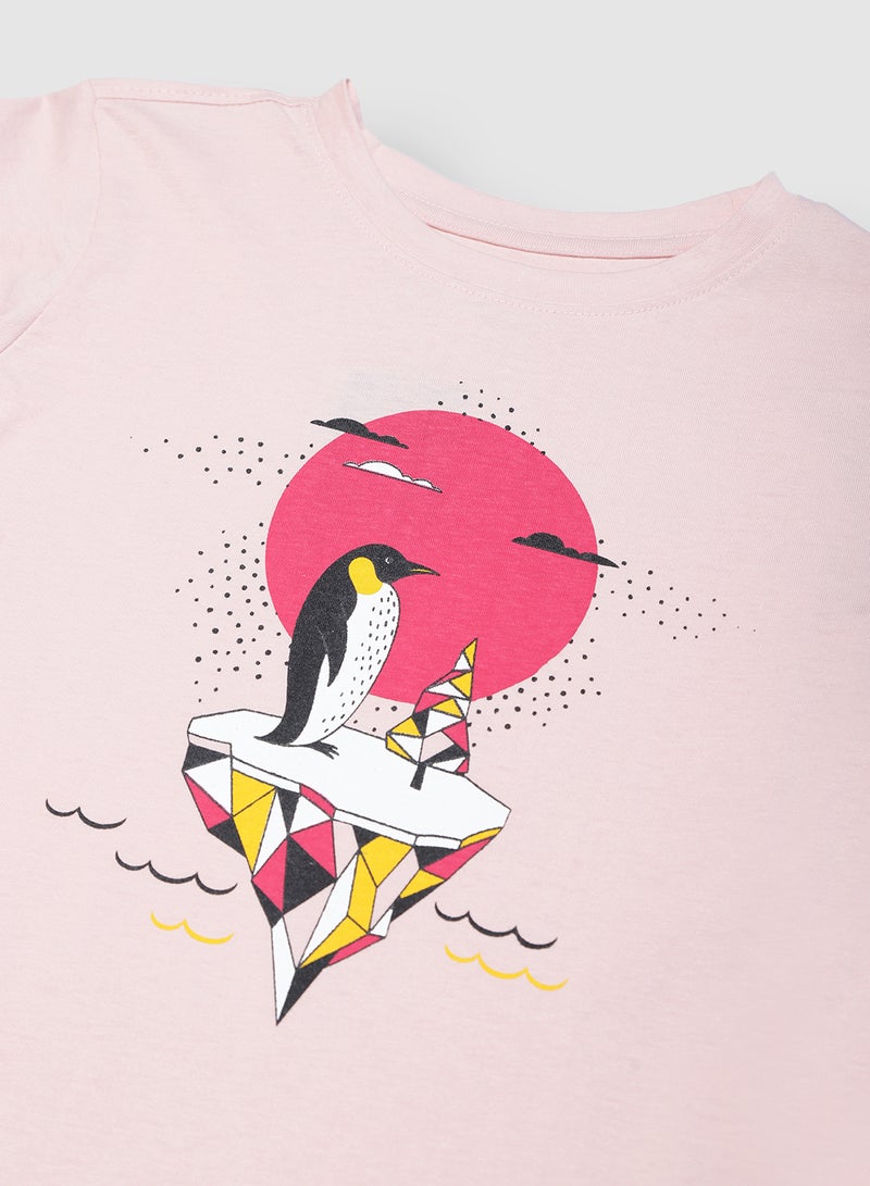 RAHA - Girls Smart Comfortable Casual Stylish T-Shirt Pink - Image 1