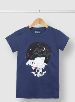 RAHA Girls Smart Casual Comfortable Stylish T-Shirt Navy Blue  - Image 1