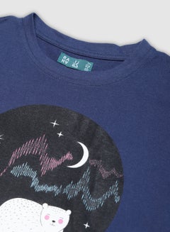 RAHA Girls Smart Casual Comfortable Stylish T-Shirt Navy Blue  - Image 3