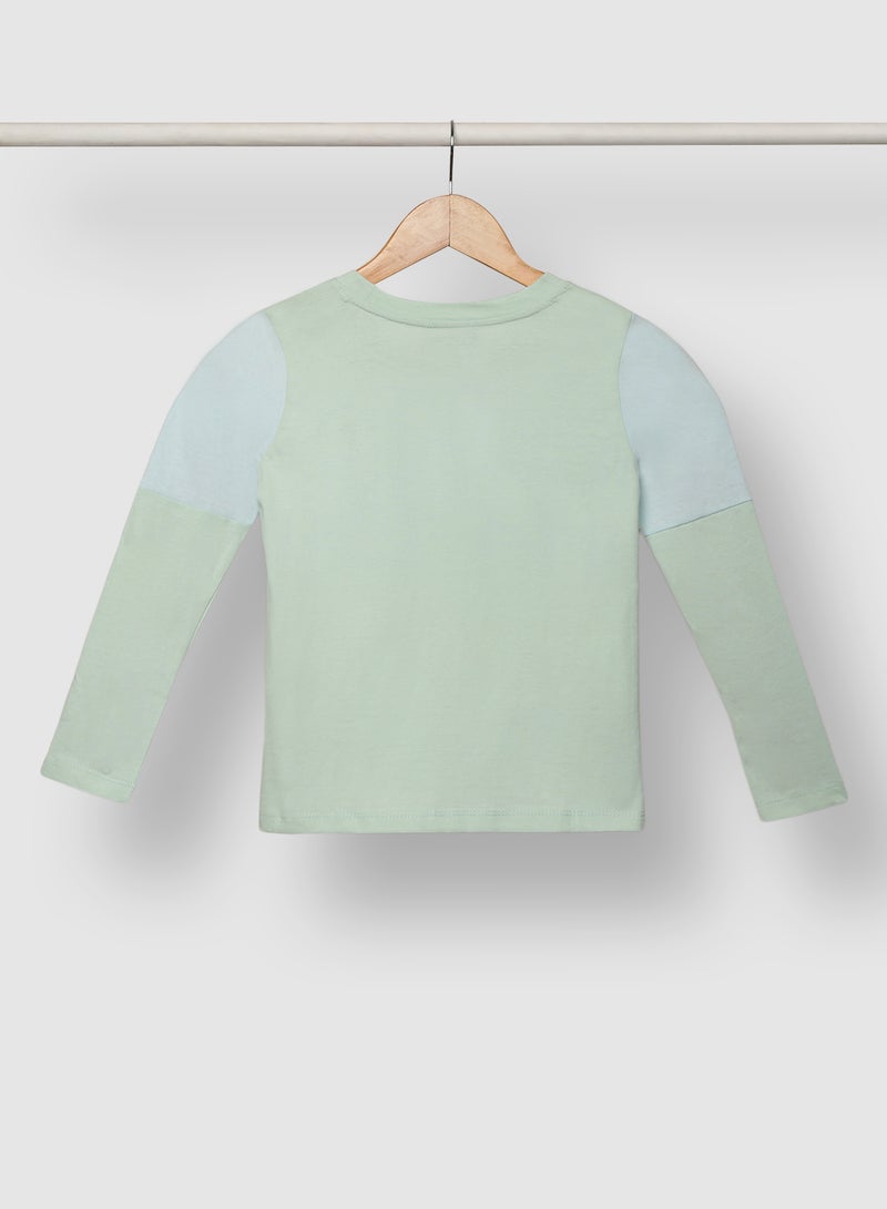 RAHA Girls Comfortable Long Sleeve T-Shirt Blue/Green - Image 2