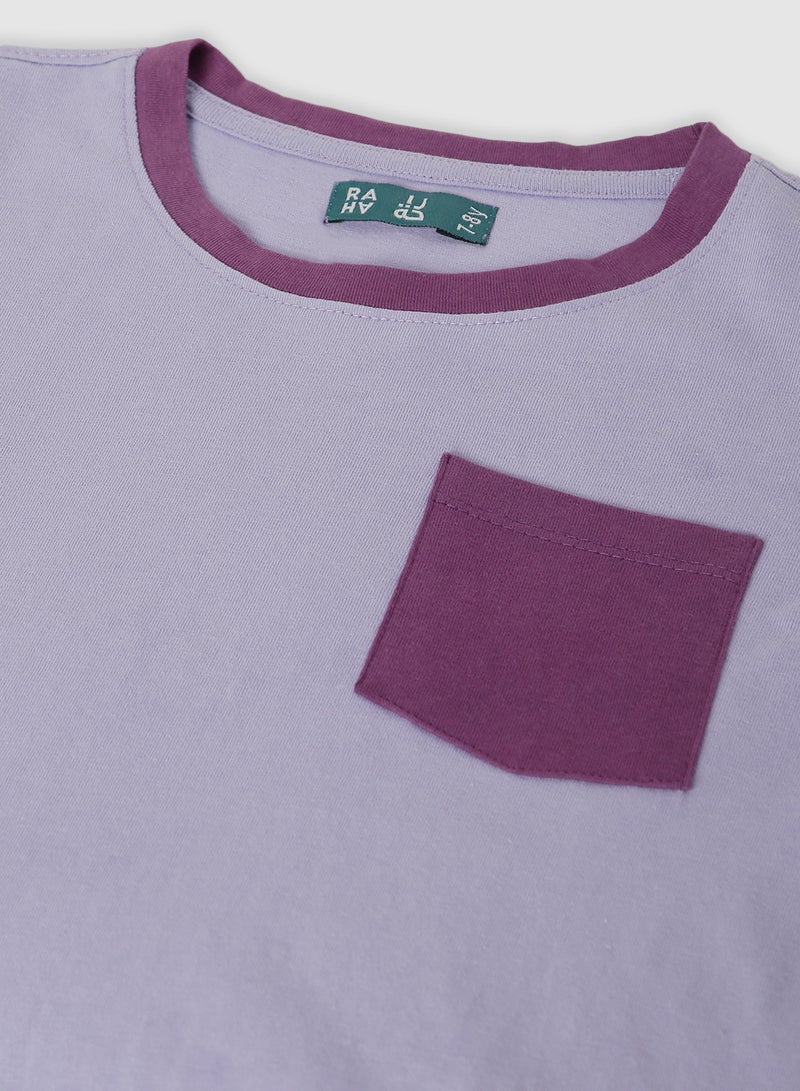 RAHA Girls Comfortable Long Sleeve T-Shirt Light Purple  - Image 3