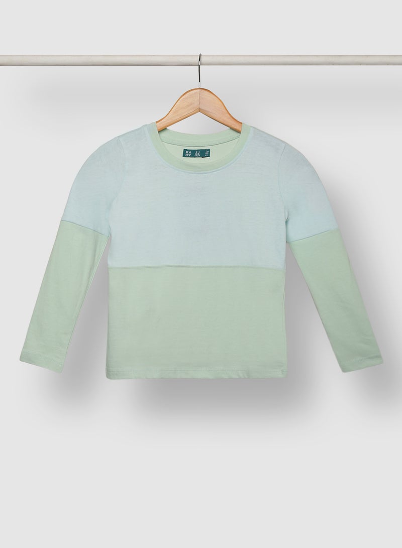 RAHA Girls Comfortable Long Sleeve T-Shirt Blue/Green - Image 1