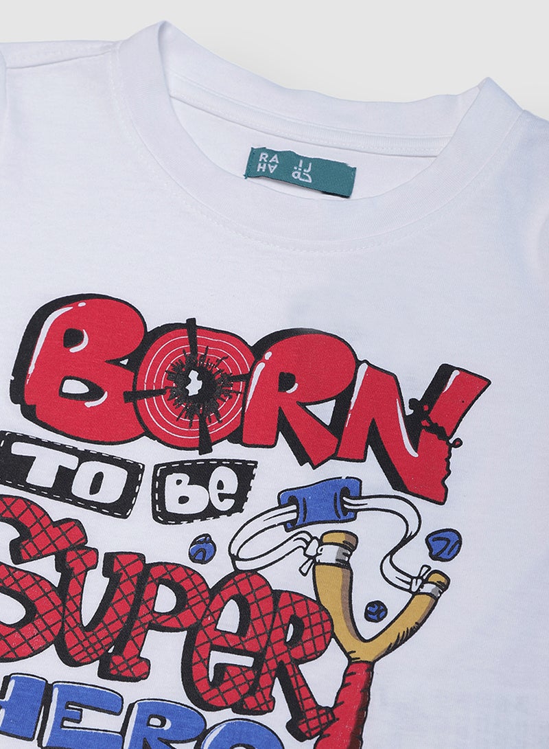 RAHA Boys Comfy Cool Stylish Long Sleeve T-Shirt White / Red  - Image 3