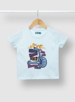 RAHA Stylish Pure Cotton Comfortable Stylish T-Shirt Light Blue  - Image 1