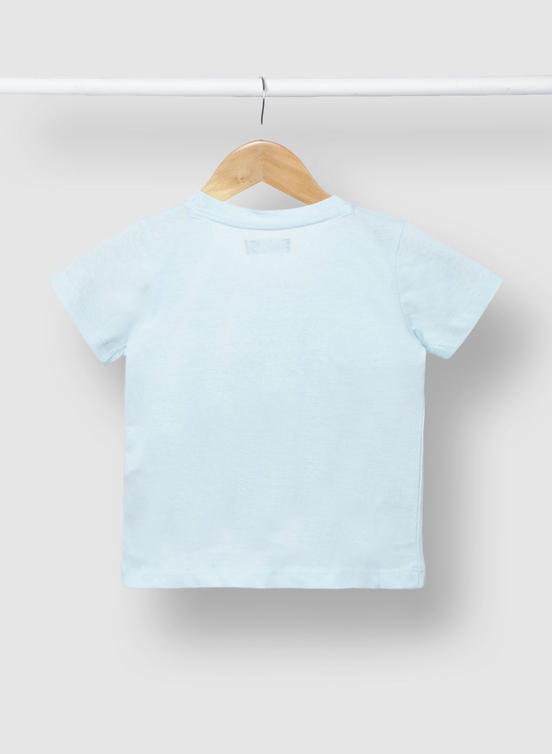 RAHA Stylish Pure Cotton Comfortable Stylish T-Shirt Light Blue  - Image 2