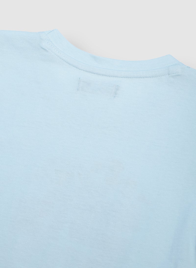 RAHA Stylish Pure Cotton Comfortable Stylish T-Shirt Light Blue  - Image 4