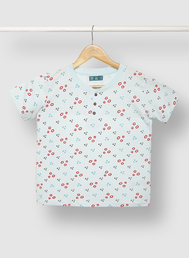RAHA Boys Printed Casual T-Shirt White - Image 1