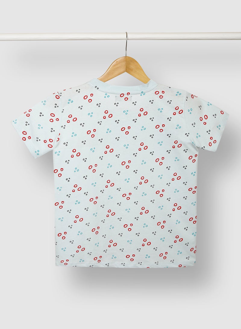 RAHA Boys Printed Casual T-Shirt White - Image 2