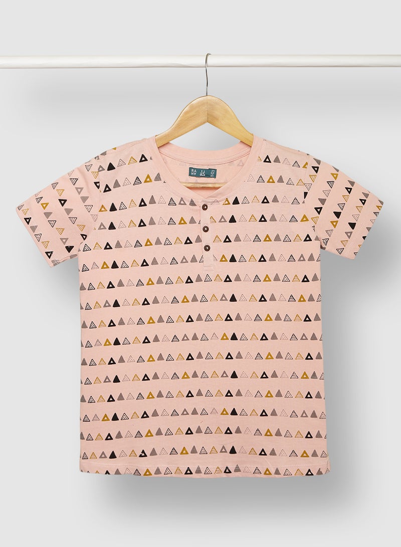 RAHA Boys Printed Casual Stylish Cotton T-Shirt Orange  - Image 1