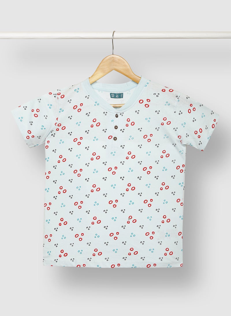 RAHA - Boys Printed Casual T-Shirt Green - Image 1