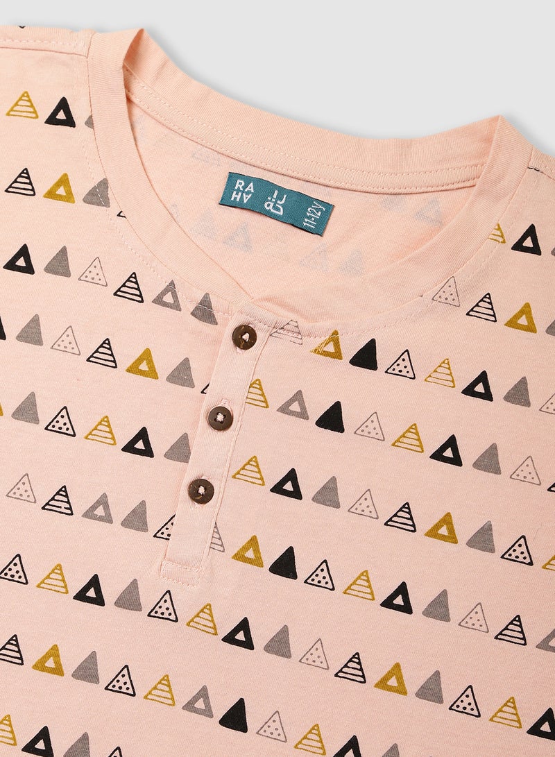 RAHA Boys Printed Casual Stylish Cotton T-Shirt Orange  - Image 3