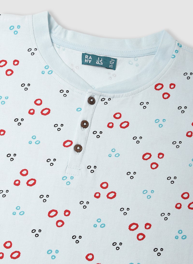 RAHA - Boys Printed Casual T-Shirt Green - Image 1