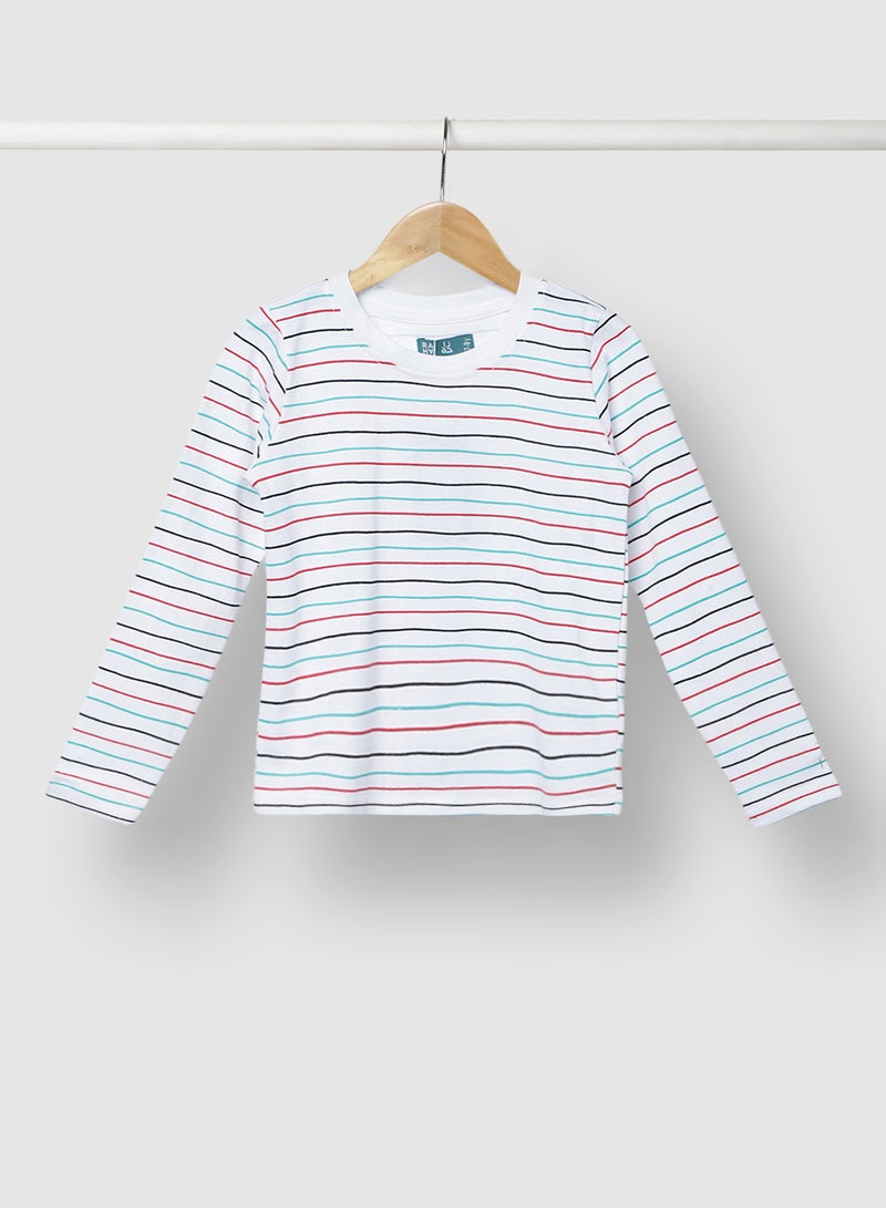 RAHA Boys Cotton Stylish Long Sleeve T-Shirt Red / Blue / White  - Image 1