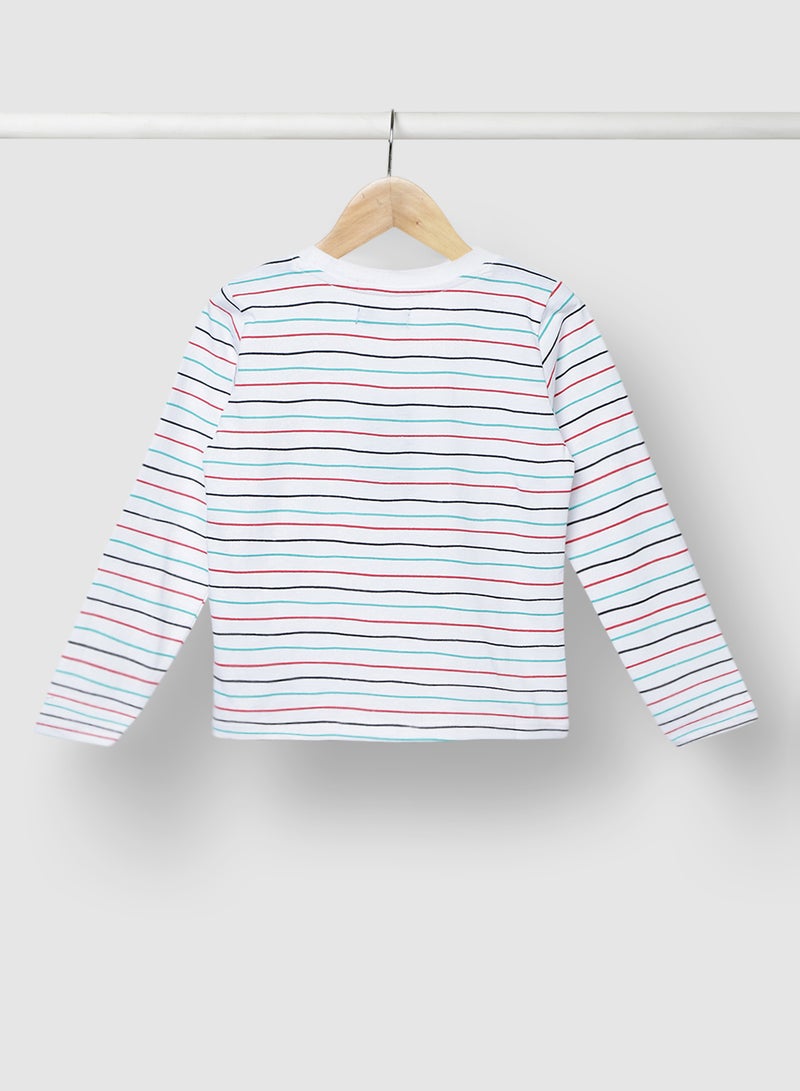 RAHA Boys Cotton Stylish Long Sleeve T-Shirt Red / Blue / White  - Image 2
