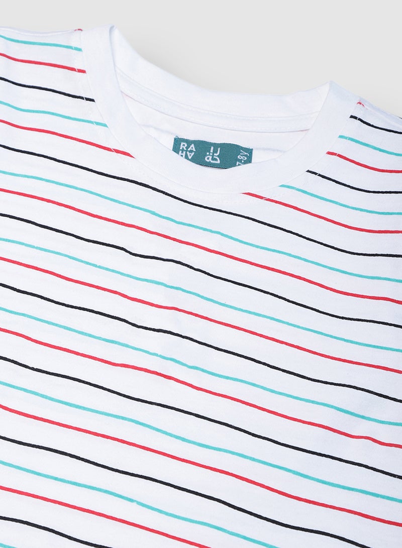 RAHA Boys Cotton Stylish Long Sleeve T-Shirt Red / Blue / White  - Image 3