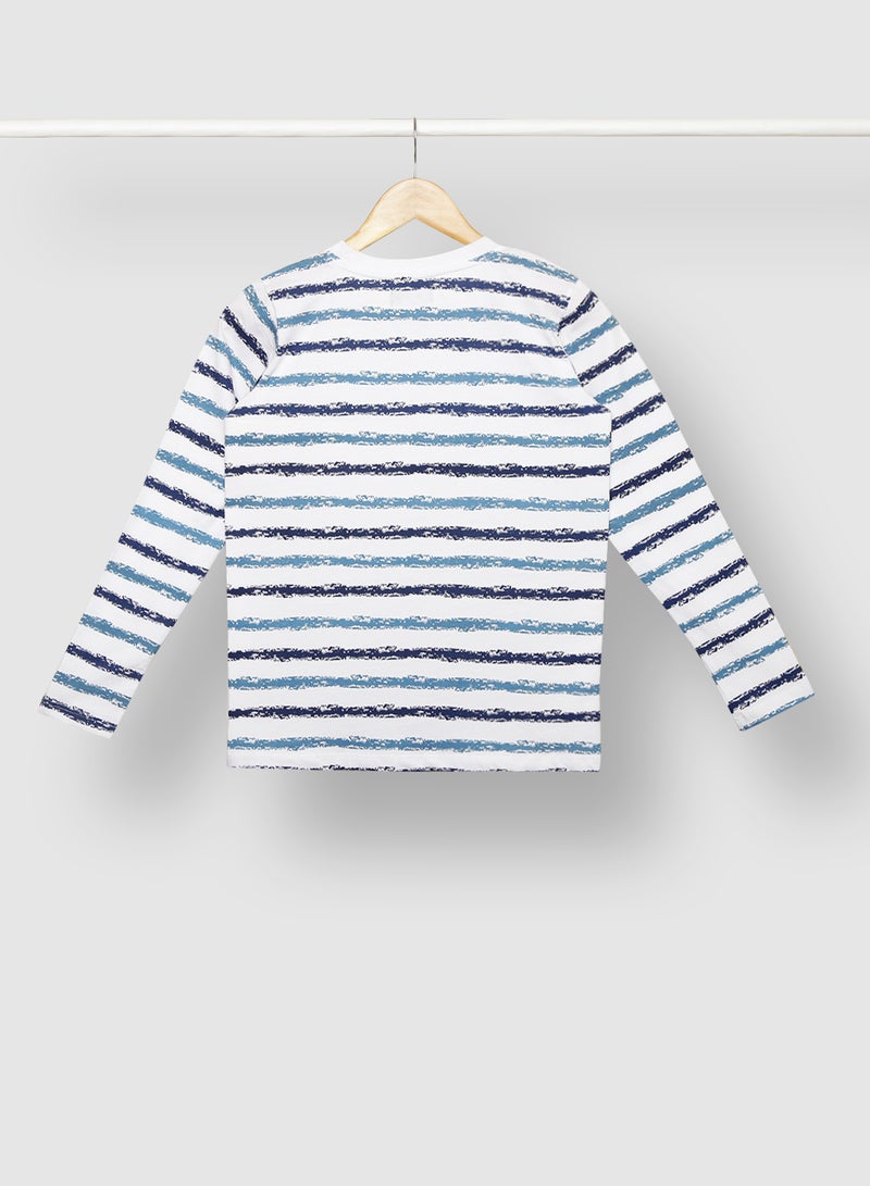 Boys Stylish Casual Long Sleeve T-Shirt White / Blue - v1628166474/N45999551V_2