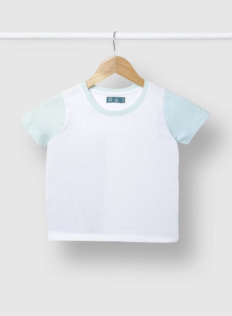 RAHA - Boys Comfortable Long lasting Stylish T-Shirt White / Light Blue - Image 1