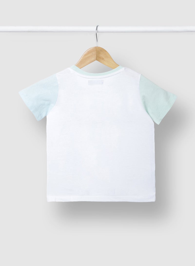 RAHA - Boys Comfortable Long lasting Stylish T-Shirt White / Light Blue - Image 1