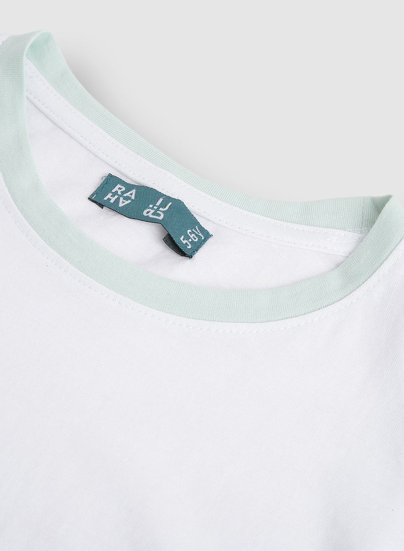 RAHA - Boys Comfortable Long lasting Stylish T-Shirt White / Light Blue - Image 1