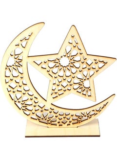 Wooden Moon And  Star Stand For Home Decoration Beige