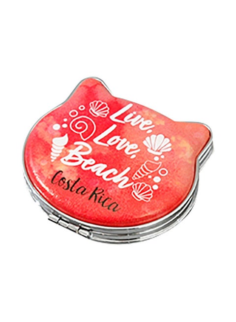 Cat Shape Compact Mirror Red