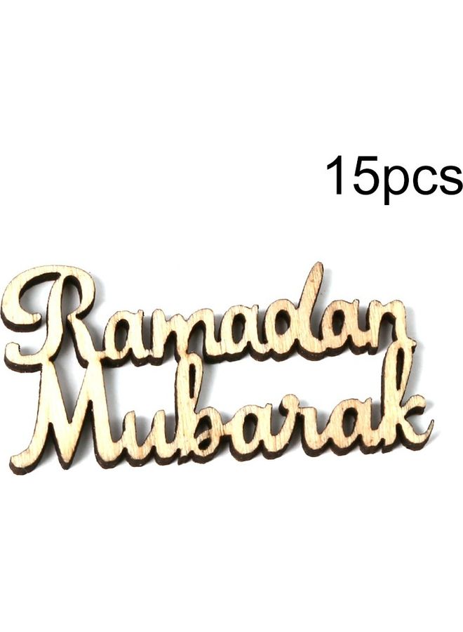 15-Piece Wooden   Ramadan Mubarak  Pendant For Home Decoration Beige 