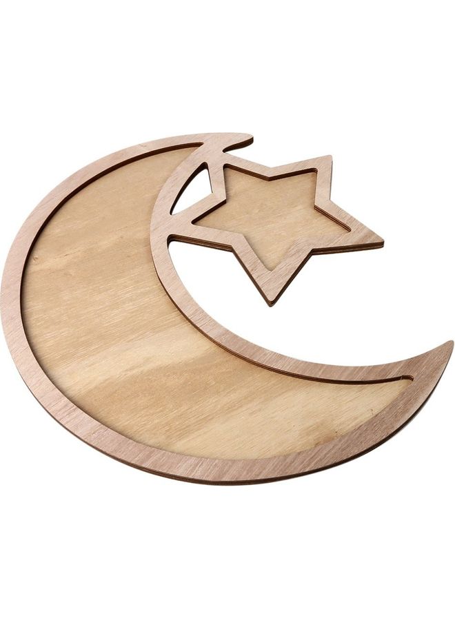 صينية تقديم خشبية بتصميم عيد مبارك بسيط للحفلات بني