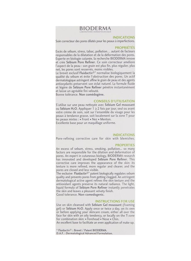 بيوديرما مستحضر بور ريفاينر للبشرة الدهنية من تشكيلة سيبيوم أبيض 30ملليلتر - Image 2
