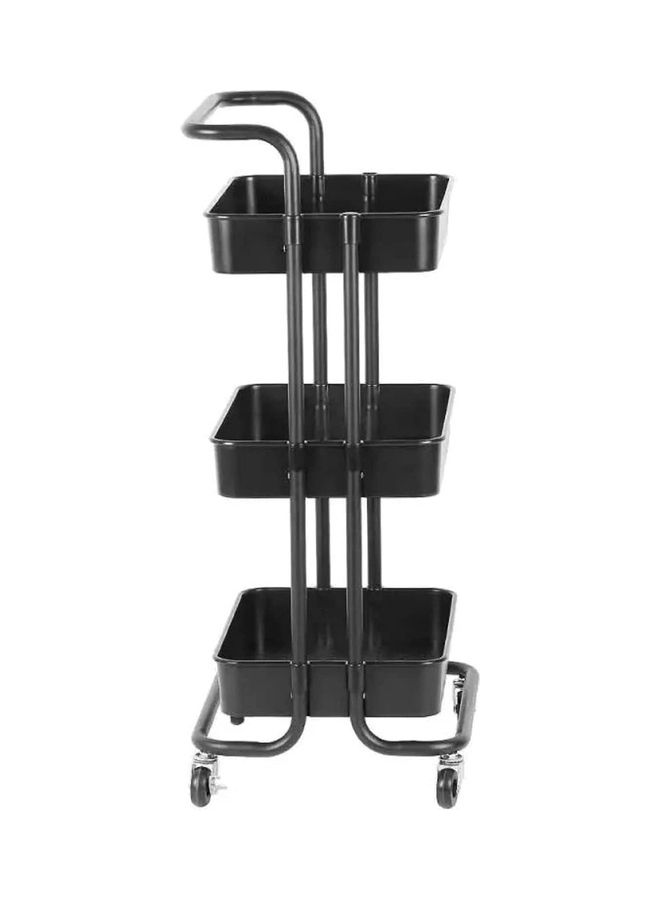 MTL 3-Tier Rolling Shelves Metal Cart Organizer Black 85x42x35cm - Image 5