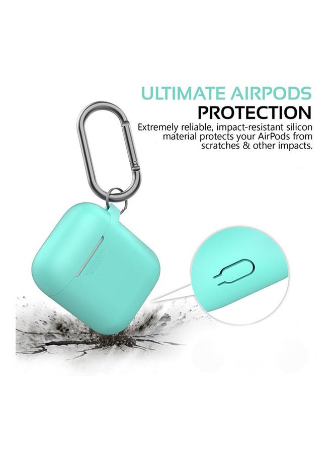 PROMATE Secure Slim Silicon Airpod Case With Quick-Snap Hook Green  - Image 2