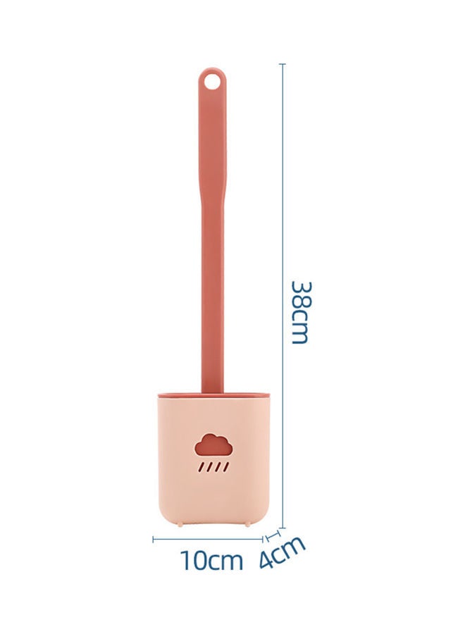 فرشاة مرحاض بمقبض طويل تثبت على الحائط مع حامل وردي - Image 2