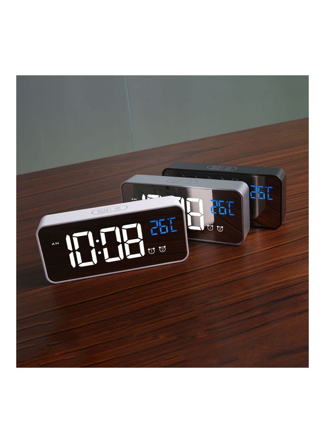 منبه متعدد الوظائف قابل للشحن ومزودة بمنفذ USB وإضاءة LED وخاصية الغفوة أسود - Image 2