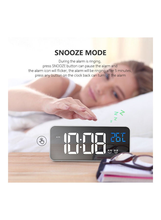 منبه متعدد الوظائف قابل للشحن ومزودة بمنفذ USB وإضاءة LED وخاصية الغفوة أسود - Image 3