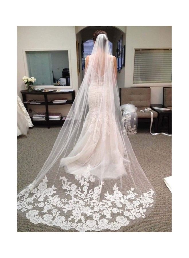 Floral Lace Long Bridal Veil White - v1628172404/N49804079A_1