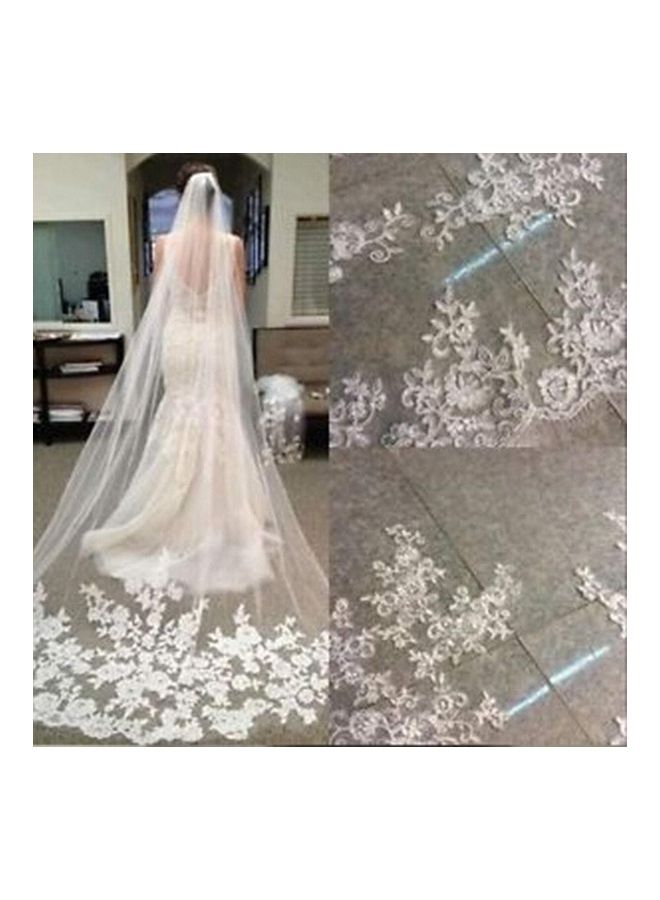 Floral Lace Long Bridal Veil White - v1628172404/N49804079A_2