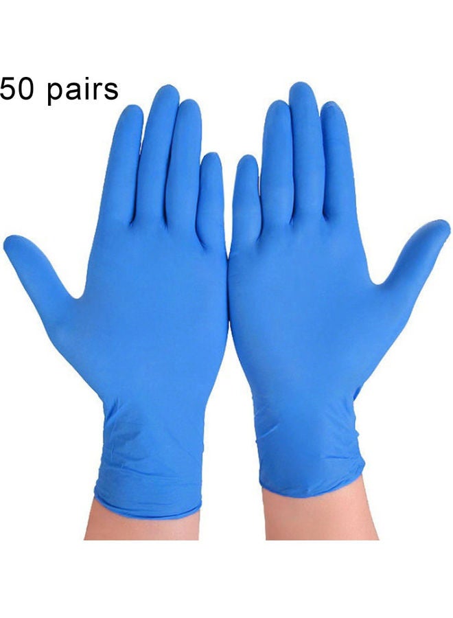 Pack Of 50 Unisex Disposable Nitrile Gloves Blue - Image 1