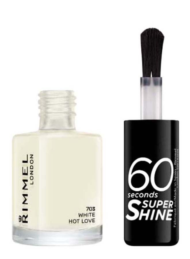 RIMMEL LONDON 60 Seconds Super Shine Nail Polish – 703 –White Hot Love  - Image 2