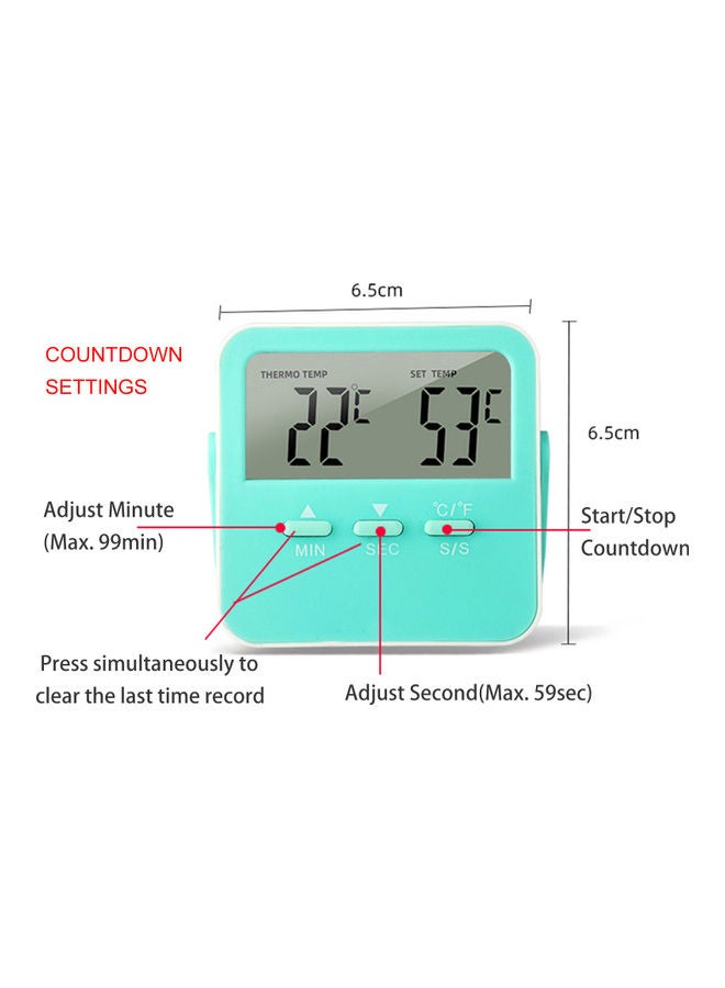 ميزان قياس الحرارة مزود بمنبه وشاشة LCD أخضر  - Image 2