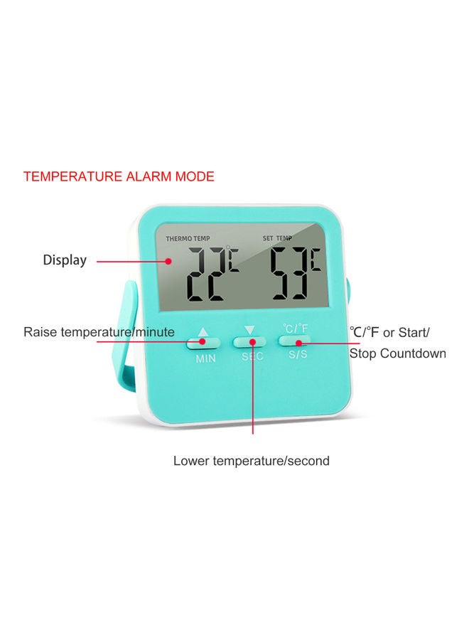ميزان قياس الحرارة مزود بمنبه وشاشة LCD أخضر  - Image 5