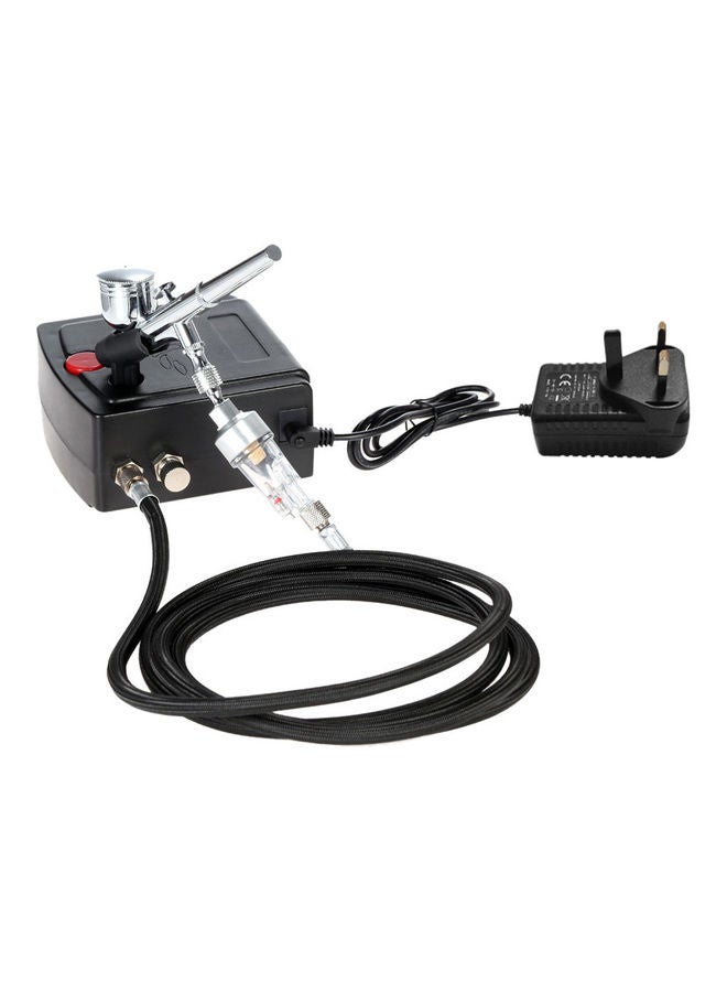 Generic Professional Gravity Feed Airbrush Kit Black/Silver  - Image 1