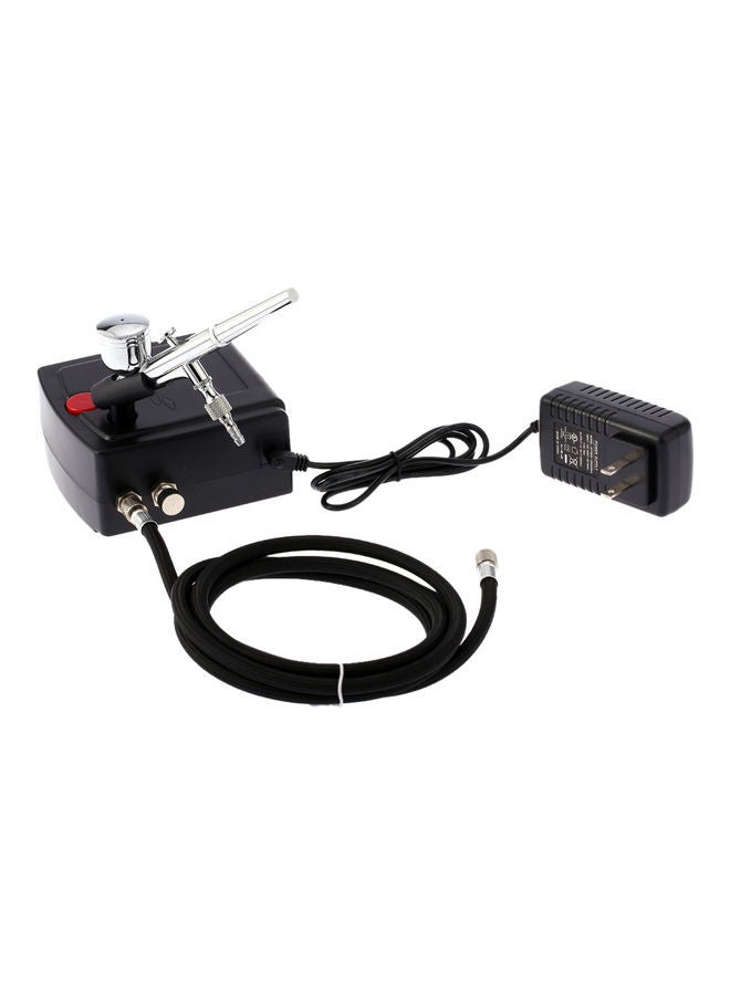 Generic Professional Gravity Feed Airbrush Kit Black/Silver  - Image 1
