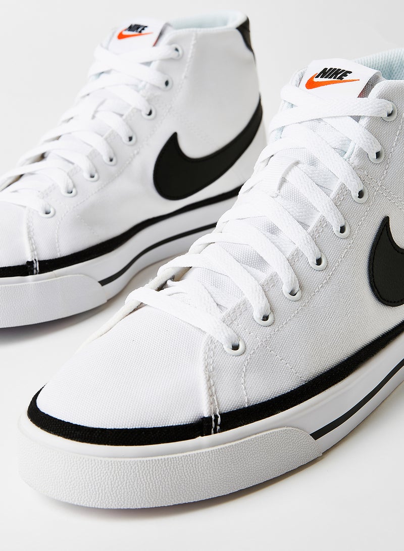 Nike Court Legacy Canvas Mid Sneakers White/Black - Image 4