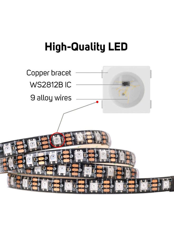 Arabest - LED Waterproof Flexible Strip Light with IR Key Remote Controller Black - Image 1