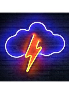 عربست مصباح حائط بإضاءة LED على شكل سحابة نيون لديكور الحائط أزرق/ برتقالي 12.2x13.4بوصة  - Image 1