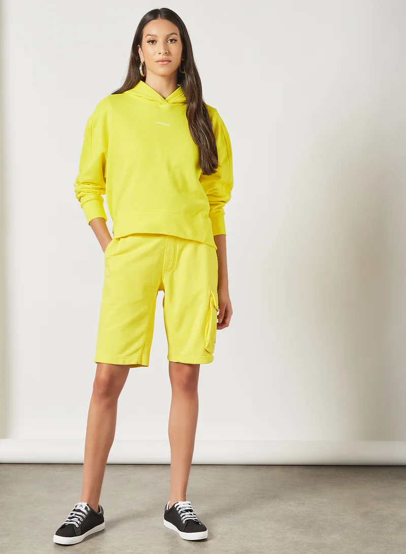 Calvin Klein Jeans Oversized Organic Cotton Hoodie Neon Yellow