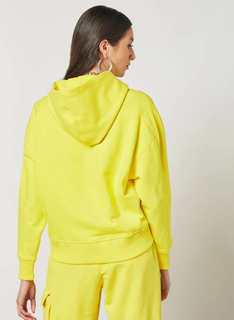 Calvin Klein Jeans Oversized Organic Cotton Hoodie Neon Yellow